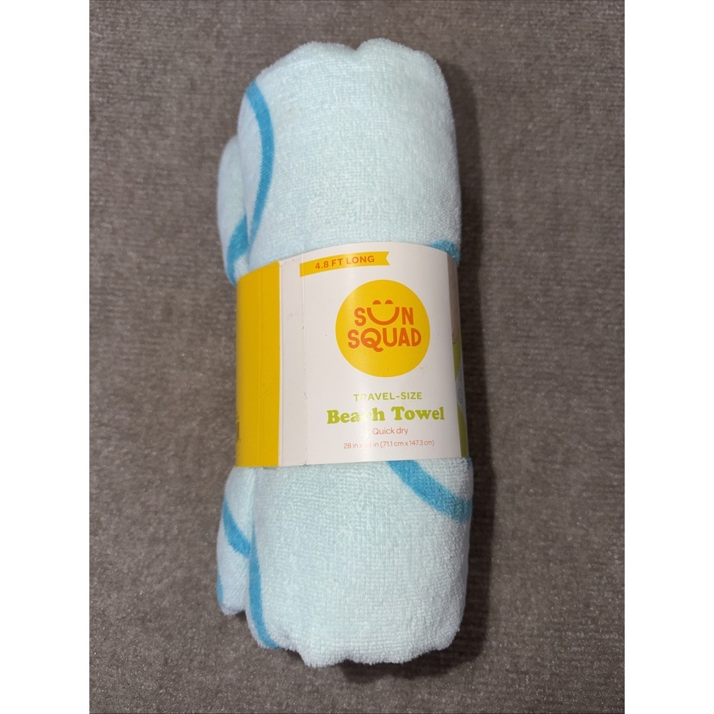 NWT Sun Squad Travel Size Beach Towel 28" x 58" 5 4.8 Feet Long Colorful